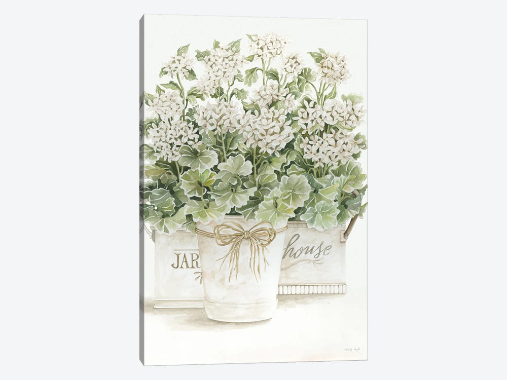 White Geraniums I by Cindy Jacobs 1-piece Canvas Art Print