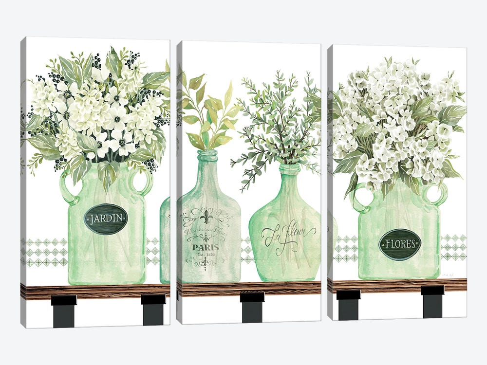 Shades of Celadon by Cindy Jacobs 3-piece Canvas Wall Art