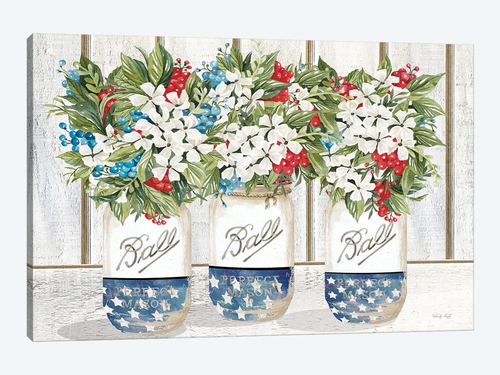 Red, White And Blue Blooms by Cindy Jacobs 1-piece Canvas Art Print