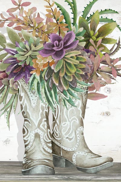 Boots: Cowgirl Succulents I by Cindy Jacobs
