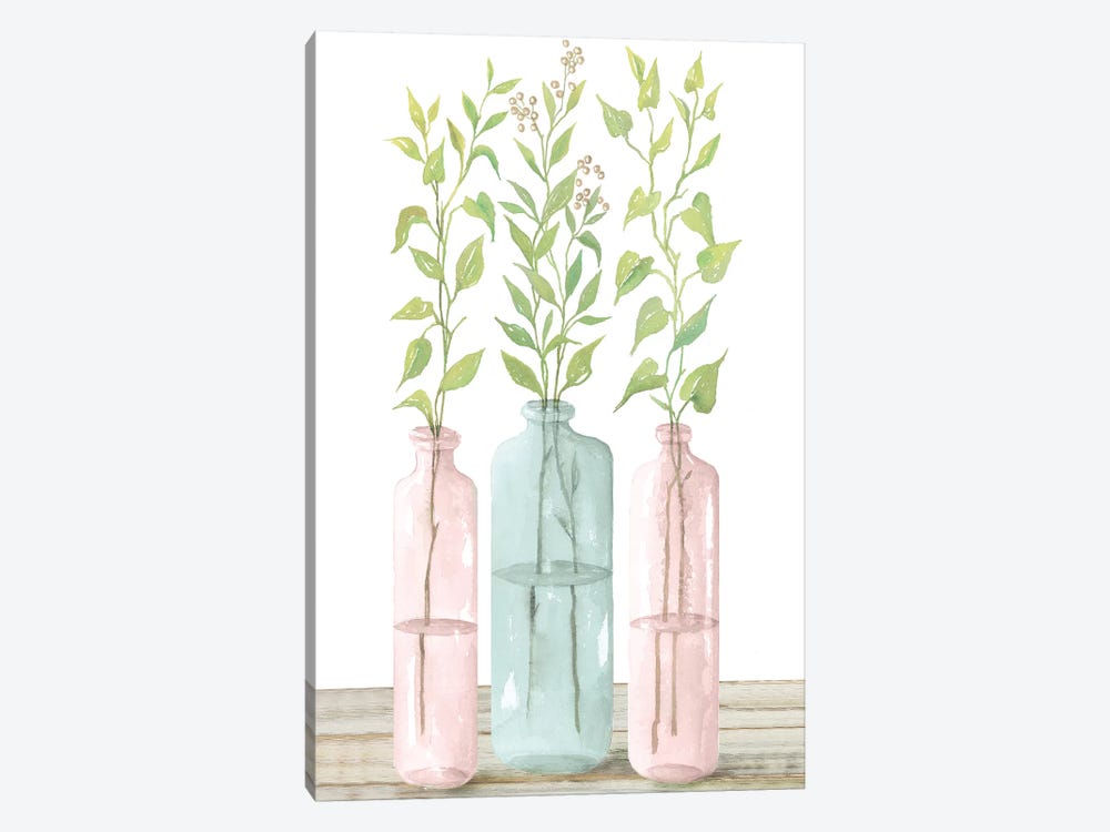 Pastel Leaves in Jars   by Cindy Jacobs 1-piece Canvas Art Print