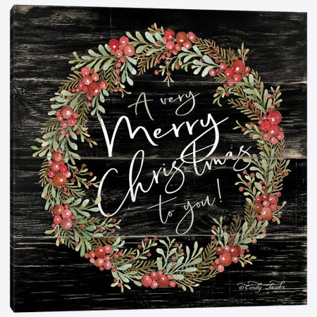 A Very Merry Christmas Wreath Canvas Print #CJA93} by Cindy Jacobs Art Print