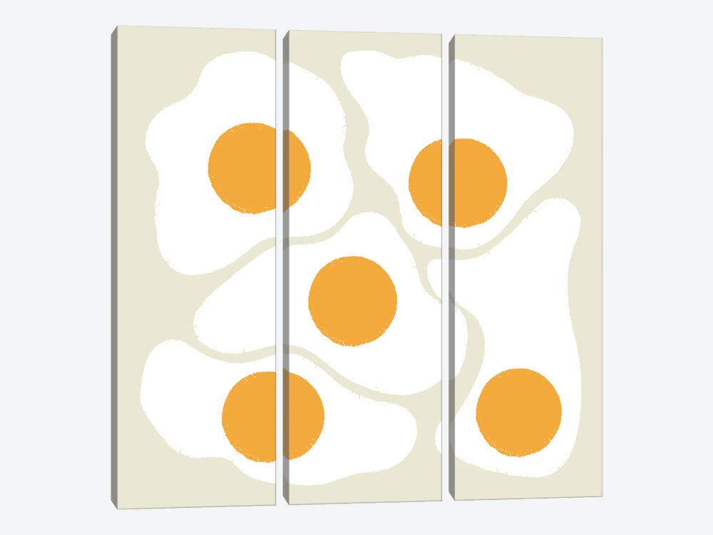 Eggs (Beige) by Carmen Jabier 3-piece Canvas Art