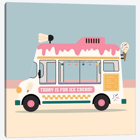 Ice Cream Truck Canvas Print #CJB38} by Carmen Jabier Canvas Wall Art