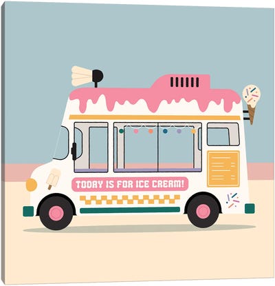 Ice Cream Truck Canvas Art Print - Trucks