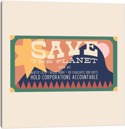 Save The Planet Canvas Art Print - Environmental Conservation Art