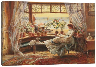 Reading By The Window, Hasti Canvas Art Print - Interiors