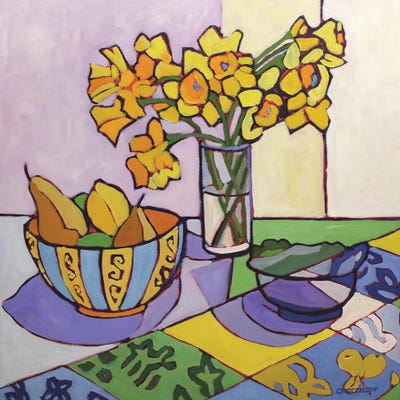 Daffodil Patchwork, 2023 by Catherine J Martzloff art print