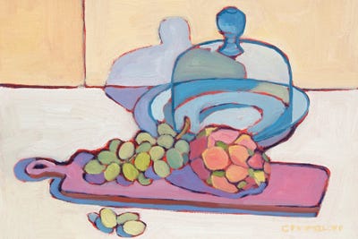 Dragon Fruit And Grapes, 2024 by Catherine J Martzloff metal wall art