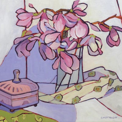 The Magnolia Box, 2023 by Catherine J Martzloff metal wall art