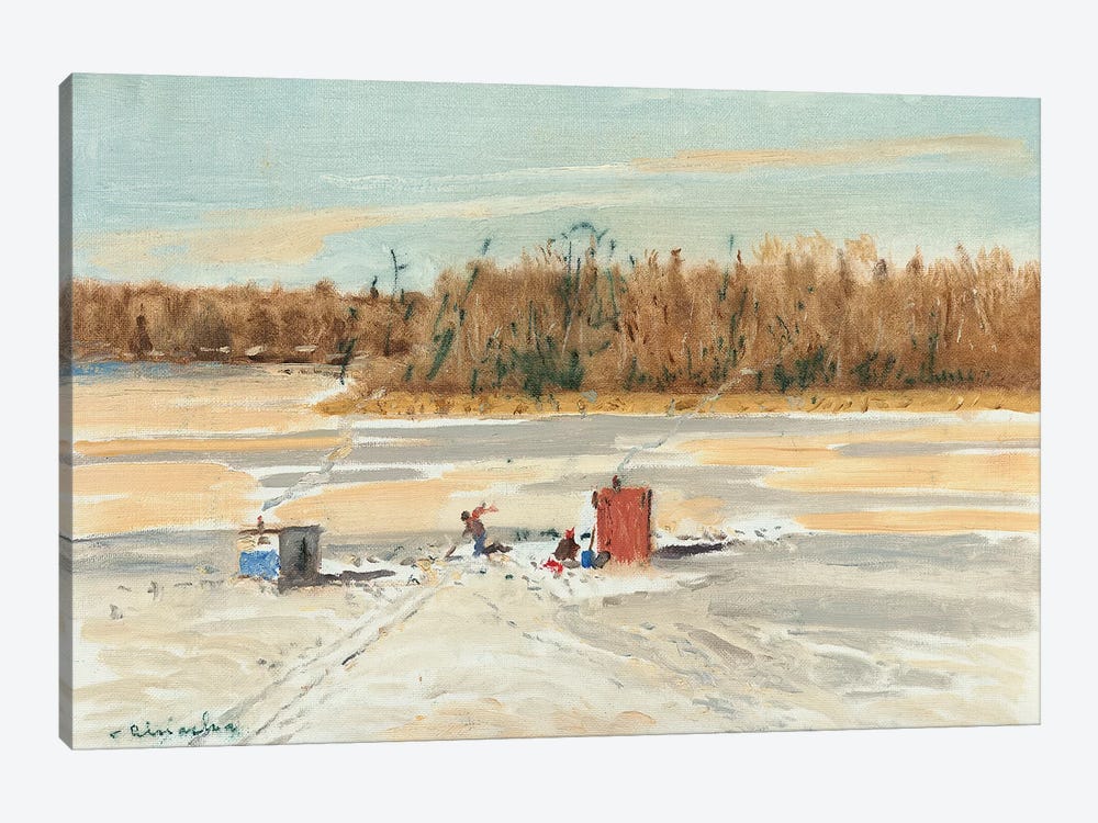 Ice Fishing Midday by Ernest Chiriacka 1-piece Canvas Art Print