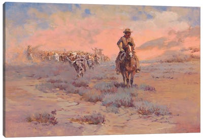 Long Horns Canvas Art Print - Cowboy & Cowgirl Art