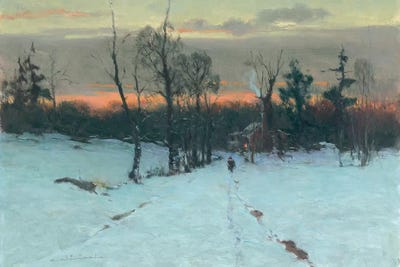 Red Hat Snow Scene by Ernest Chiriacka art print