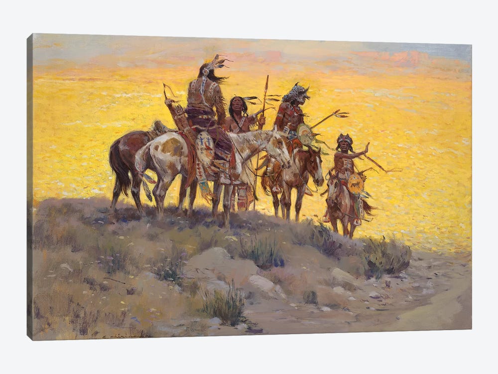 Scouts Along The Prairie by Ernest Chiriacka 1-piece Canvas Print