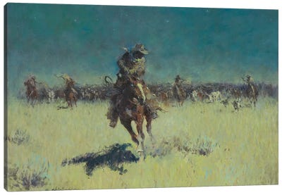 Starry Night Wrangle Canvas Art Print - Cowboy & Cowgirl Art