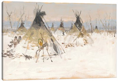 Winter Homestead I Canvas Art Print - Indigenous & Native American Culture
