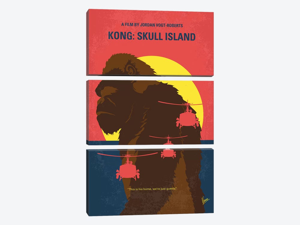Skull Island Minimal Movie Poster by Chungkong 3-piece Canvas Art Print