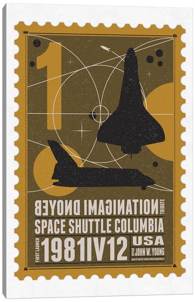Starships 01 Postage Stamp Space Shuttle Canvas Art Print - Space Shuttle Art