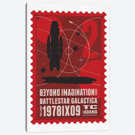 Starships 02 Postage Stamp Battlestar Galactica Canvas Print #CKG1011} by Chungkong Canvas Print