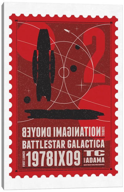 Starships 02 Postage Stamp Battlestar Galactica Canvas Art Print