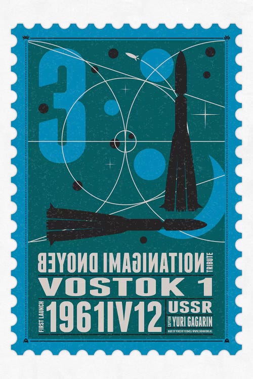 Starships 03 Postage Stamp Vostok by Chungkong wall art