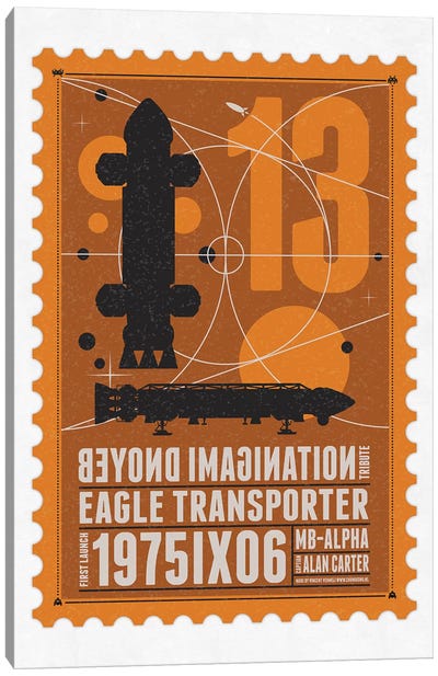 Starships 13 Postage Stamp Space 1999 Canvas Art Print - Space Fiction Art
