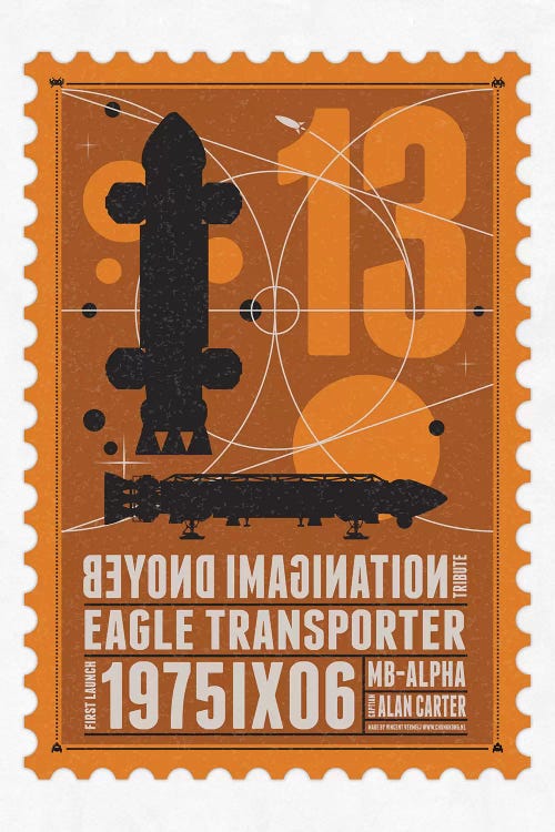 Starships 13 Postage Stamp Space 1999 by Chungkong wall art