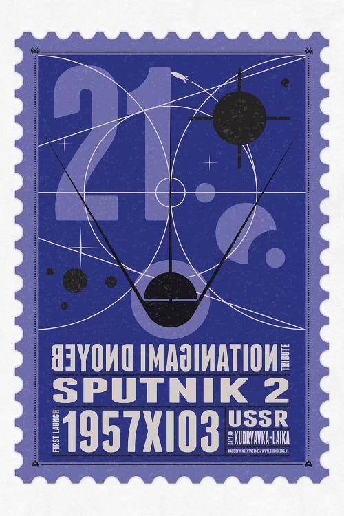 Starships 21 Postage Stamp Sputnik 2 by Chungkong  canvas print