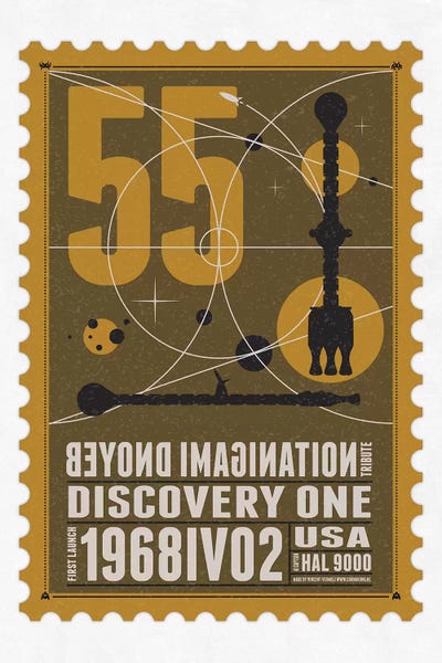 Kids Transportation Art: Starships 55 Postage Stamp Discovery One by Chungkong