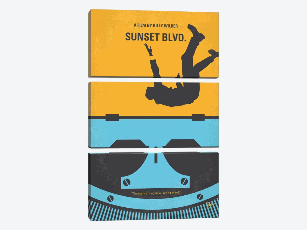 Sunset Blvd. Minimal Movie Poster by Chungkong 3-piece Canvas Wall Art