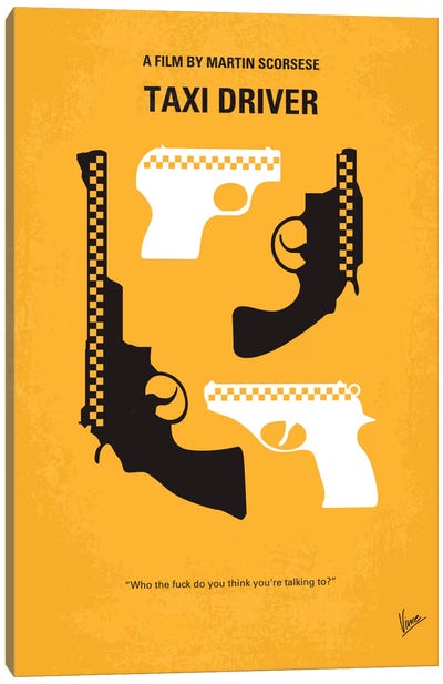 Taxi Driver Minimal Movie Poster Canvas Art Print - Weapons & Artillery Art