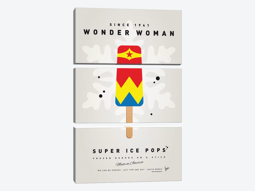 Superhero Ice Pop Wonder Woman by Chungkong 3-piece Canvas Wall Art