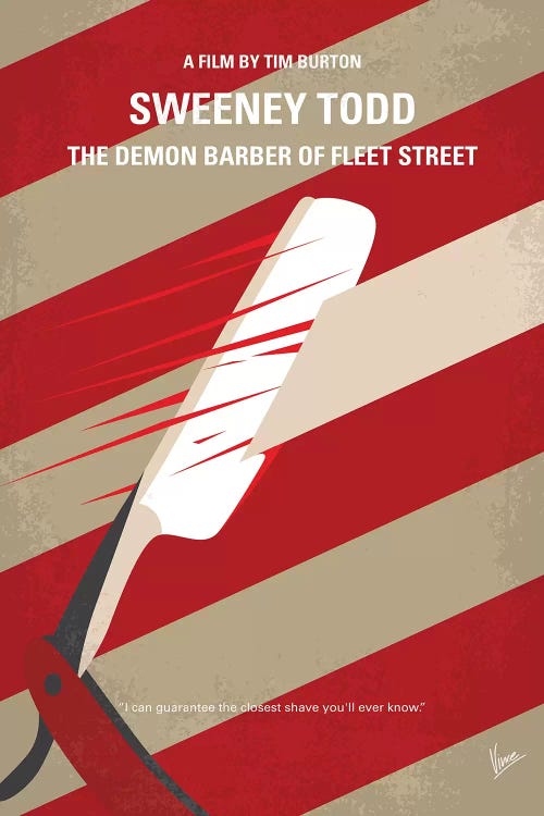 Sweeney Todd Minimal Movie Poster by Chungkong wall art