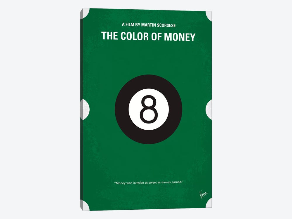 The Color Of Money Minimal Movie Poster by Chungkong 1-piece Canvas Wall Art