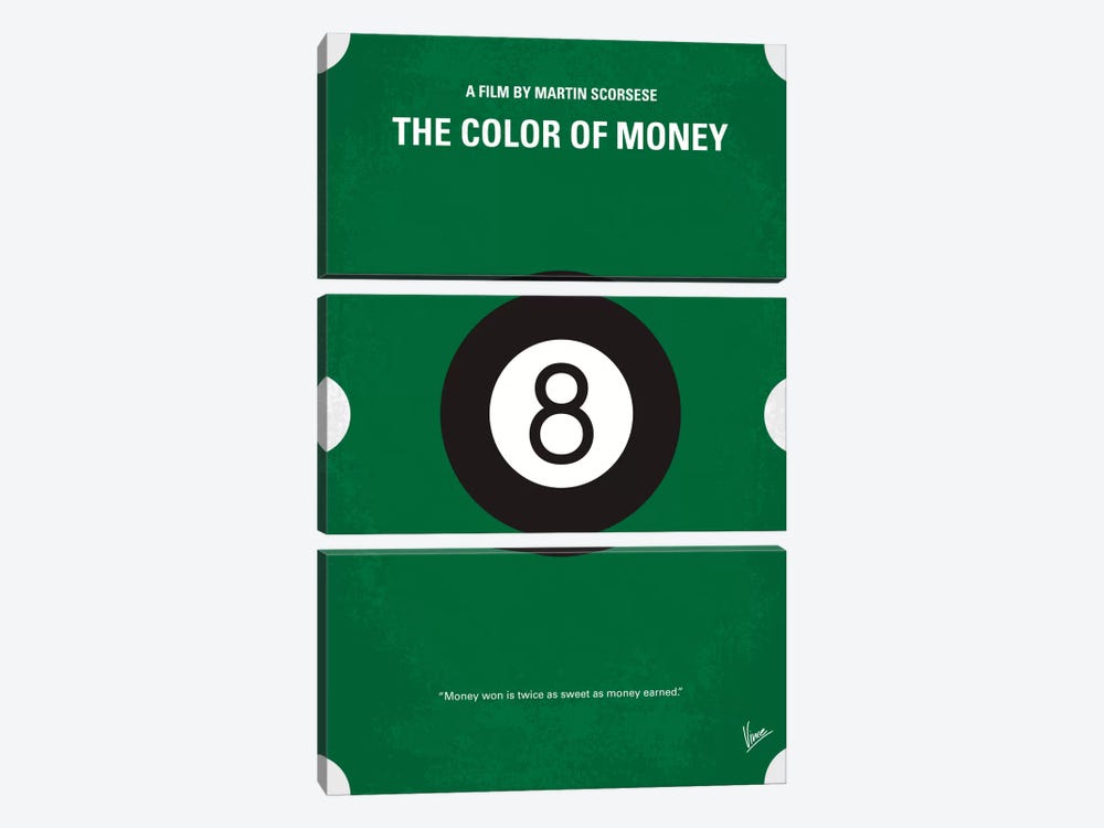 The Color Of Money Minimal Movie Poster by Chungkong 3-piece Canvas Art