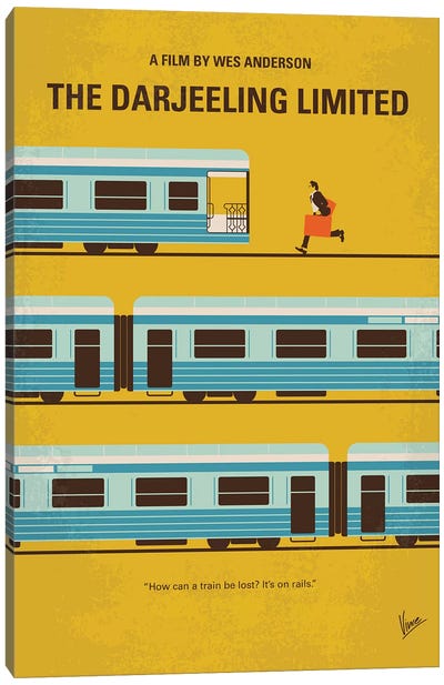 The Darjeeling Limited Minimal Movie Poster Canvas Art Print - Train Art