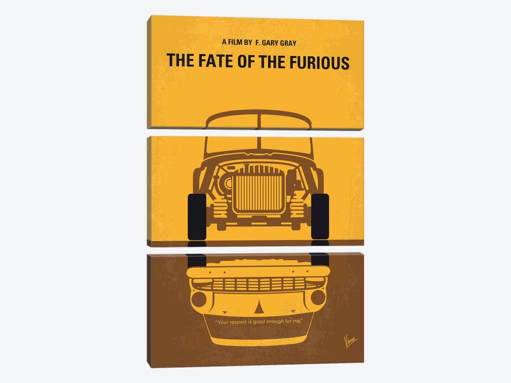 The Fate Of The Furious Minimal Movie Poster by Chungkong 3-piece Canvas Artwork