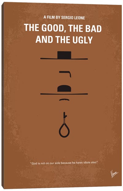 The Good The Bad The Ugly Minimal Movie Poster Canvas Art Print - Cowboy & Cowgirl Art