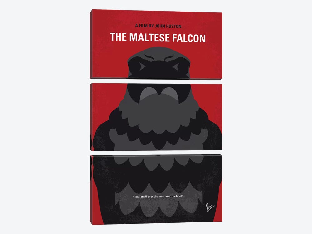 The Maltese Falcon Minimal Movie Poster by Chungkong 3-piece Canvas Wall Art