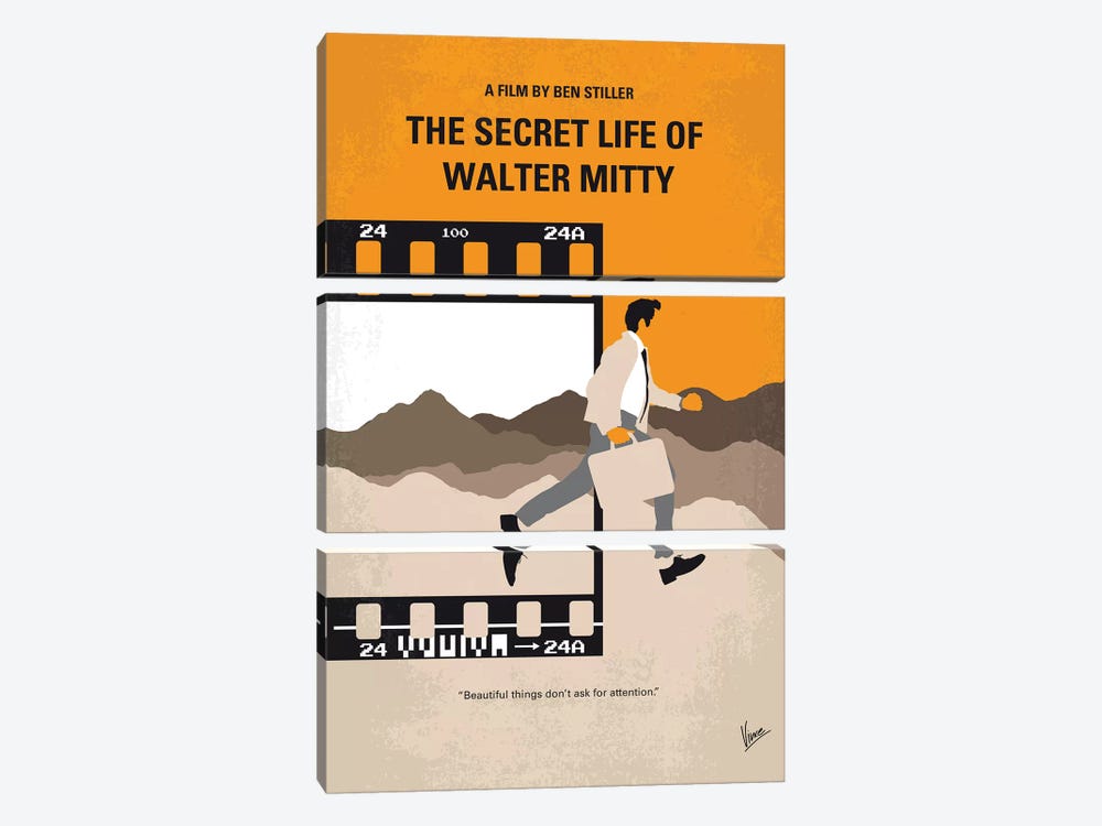 The Secret Life Of Walter Mitty Minimal Movie Poster by Chungkong 3-piece Canvas Art