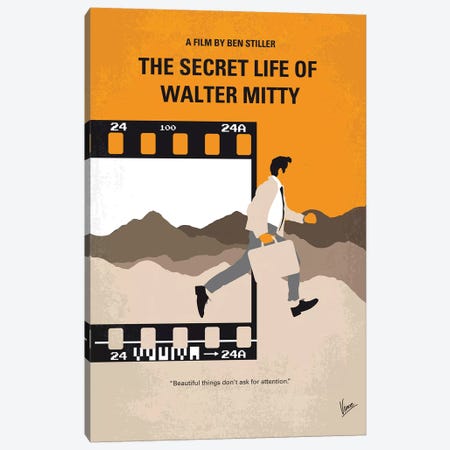 The Secret Life Of Walter Mitty Minimal Movie Poster Canvas Print #CKG1069} by Chungkong Canvas Wall Art