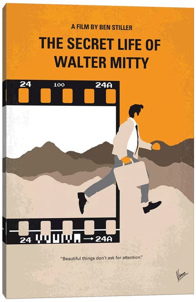 The Secret Life Of Walter Mitty Minimal Movie Poster Canvas Art Print - Fantasy Movie Art