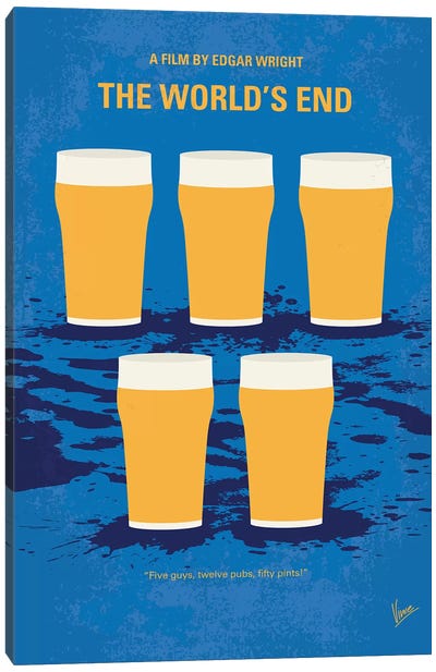 The World's End Minimal Movie Poster Canvas Art Print - Beer Art