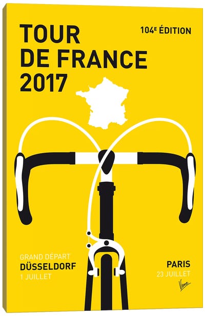 Tour de France 2017 Minimal Poster Canvas Art Print - Cycling Art