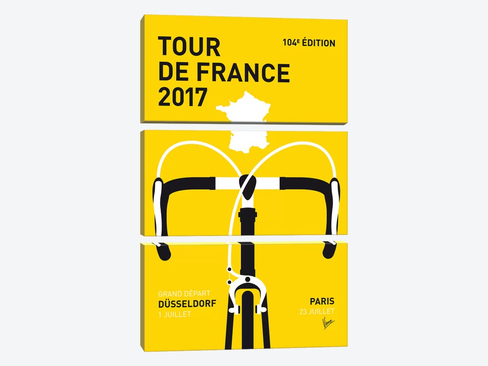 Tour de France 2017 Minimal Poster by Chungkong 3-piece Canvas Print