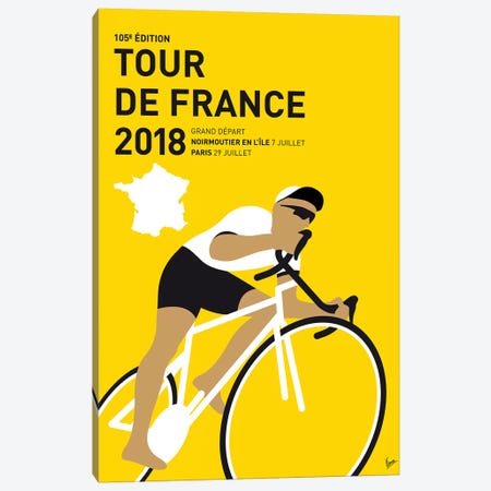 Tour de France 2018 Minimal Poster Canvas Print #CKG1080} by Chungkong Canvas Artwork