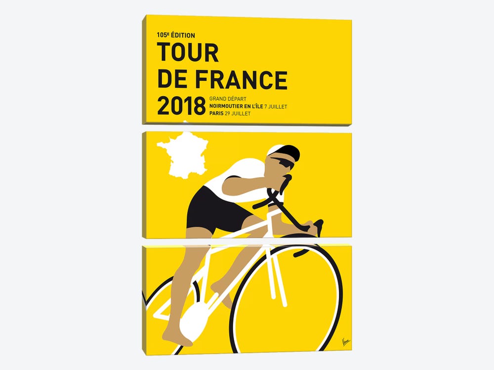 Tour de France 2018 Minimal Poster by Chungkong 3-piece Canvas Art Print