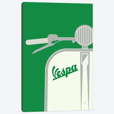Vespa From Italy With Love Green Canvas Print #CKG1086} by Chungkong Art Print