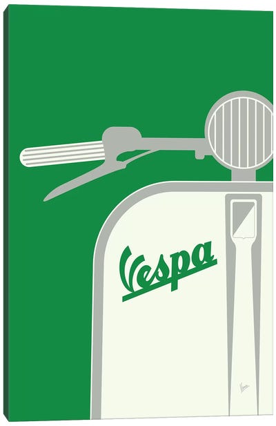 Vespa From Italy With Love Green Canvas Art Print - Scooters