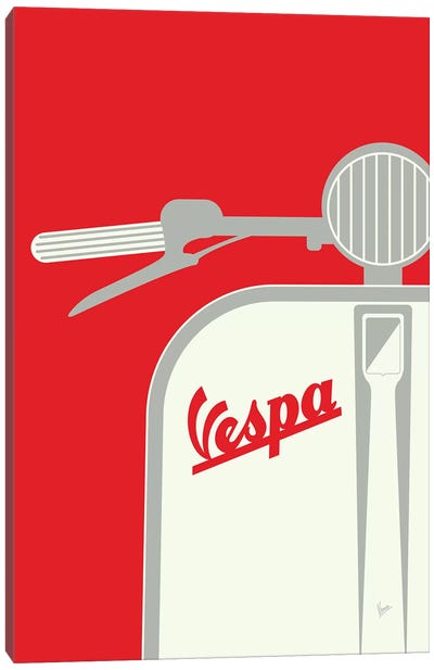 Vespa From Italy With Love Red Canvas Art Print - Scooters